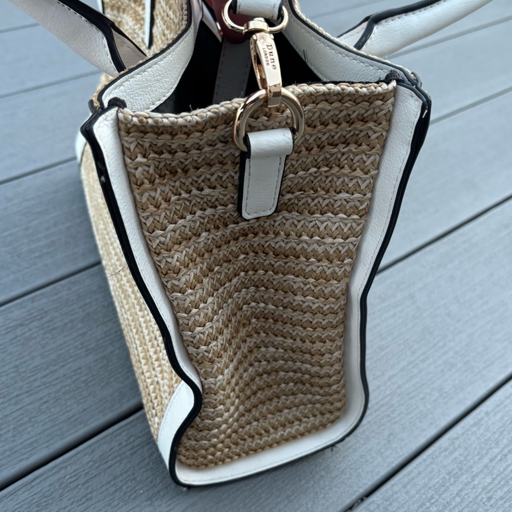 Dune London Blue and Tan raffia rattan satchel - Picture 5 of 8
